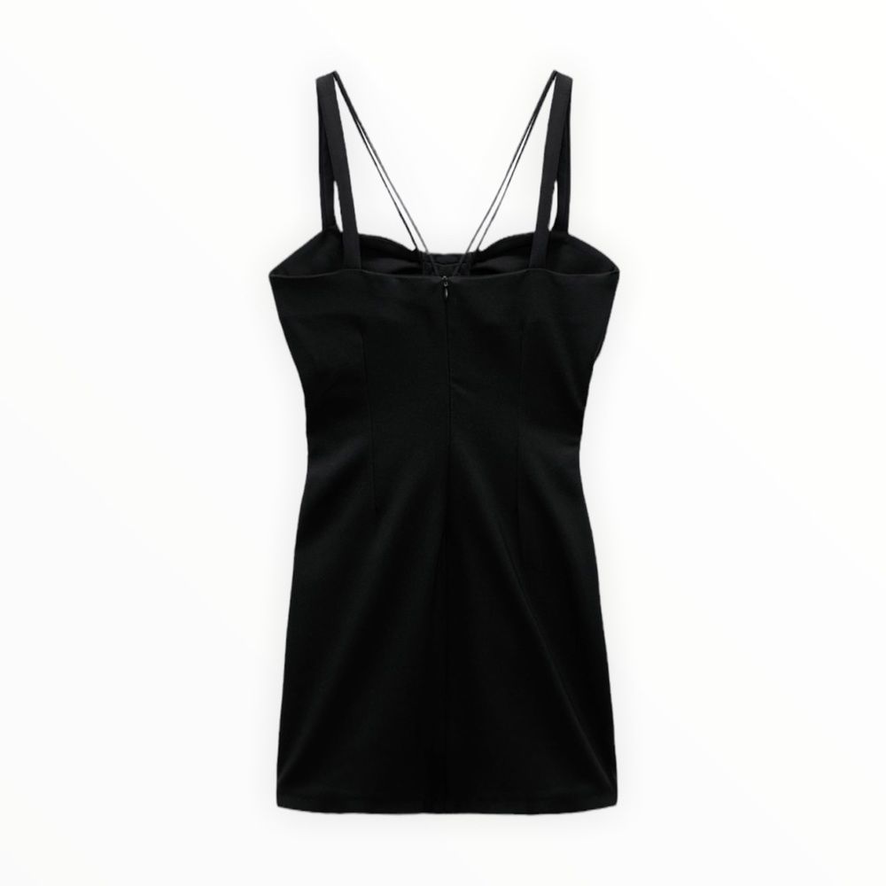 ZARA Women | Black | MINI DRESS WITH KNOT - Picture 3 of 10